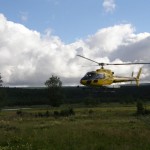 Gäddtaxi fram med helikoptern i fiskereportage fantastiskt fiske i miekak i fisketidning